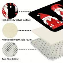 1 件卡通圣诞老人矩形地毯，柔软防滑室内门垫，适用于客厅、卧室、浴室、多种场景