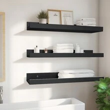 Small 16" Floating Shelves For Wall Décor Storage, Set Of 2, Wood For Bedroom, Living Room, Bathroom, Kitchen, Picture Ledge And Farmhouse