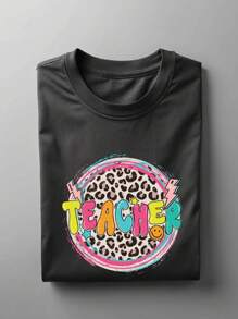 Leopard Teacher Shirt, Causal Teacher T-Shirt, Teacher Birthday Gift Tee, Comfy Shirt Gift For Teacher, Teacher Appreciation. UA-122 - màu đen - Xem 1