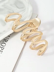 2pcs/Set Large Matte Gold & Silver Hair Claw Clips, Non-Slip Hair Claws, Metal Hair Clips Suitable For Women & Girls With Thick Hair, Extra Large Wavy Snake Hair Claw Clips, Halloween - Gold - View 5