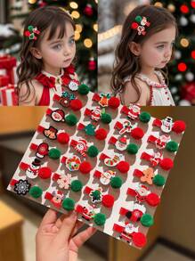 7/14/21 件儿童圣诞发夹，配可爱毛绒球 - 彩色 - 查看 10