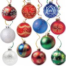 12 pezzi Decorazioni natalizie appese a soffitto (articoli di carta) Fette di palline di Natale Decorazioni a spirale ritagliate per feste di Natale, portico, casa interna ed esterna, forniture e decorazioni natalizie - Multicolore - Visualizzare 4