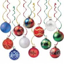 12 pezzi Decorazioni natalizie appese a soffitto (articoli di carta) Fette di palline di Natale Decorazioni a spirale ritagliate per feste di Natale, portico, casa interna ed esterna, forniture e decorazioni natalizie - Multicolore - Visualizzare 8