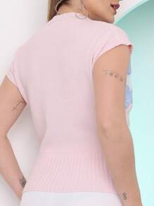 Women's Vest Blouse With Japanese Modal Sleeves - 淺粉色 - 查看 4