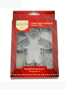 Set de 3 piezas de herramientas de repostería de acero inoxidable para Navidad, cortador de galletas de hombre de jengibre DIY, decoraciones navideñas, pijamas navideños, regalos navideños, decoración navideña