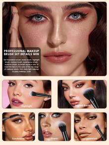 60件套化妆刷套装，包含30支化妆刷和5个化妆海绵，适用于液体化妆品。产品名称：化妆刷套装、化妆刷套装、化妆刷套装、完整化妆套装、化妆刷套装、完整化妆套装、刷子套装、化妆刷套装、化妆礼品套装、套装、赠品、专业化妆刷、完整化妆套装。 - 彩色 - 查看 5