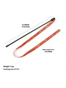 Long Stick Christmas Teasing Cat Stick Cat Toy Biting Ribbon Interactive Deboredom Strip Christmas Ribbon Teasing Cat Stick - 1 Piece - Red - View 5