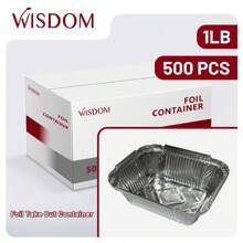 WISDOM 1/1.5/2.25LB Oblong Foil Take Out Container 500pack/Box - Disposable Aluminum Food Storage And Catering - 1LB-長方形 500個 - 查看 1