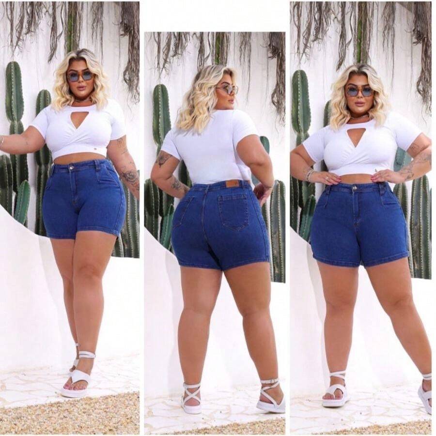 SHORT JEANS PLUS SIZE 46 TO 52 - 藍色 - 查看 1