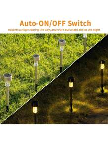 10pcs Pack Outdoor Solar Light, Light Control LED Light, IP65 Multi-Function Path Light, Can Be Used For Outdoor, Garden, Waterproof Pavement Light, Etc. - 銀色 - 查看 3