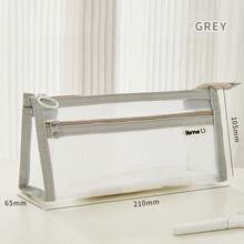 1pc Transparent Double-Layer Mesh Pencil Case, Ins Japanese Style Large Capacity Stationery Organizer Pen Box For School Students - Multicolor - View 9