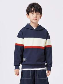 Balabala 男童卫衣，秋季上衣，宽松版型，时尚校园风，卫衣 - 藏蓝色 - 查看 1