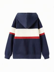 Balabala 男童卫衣，秋季上衣，宽松版型，时尚校园风，卫衣 - 藏蓝色 - 查看 5