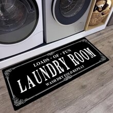 1 件装洗衣房地毯垫，字母组合印花厨房地垫，防滑防尘地毯，耐用地毯，可机洗，入口垫，适用于厨房、洗衣房、浴室、客厅、家居装饰、室内装饰配件 - 彩色 - 查看 1