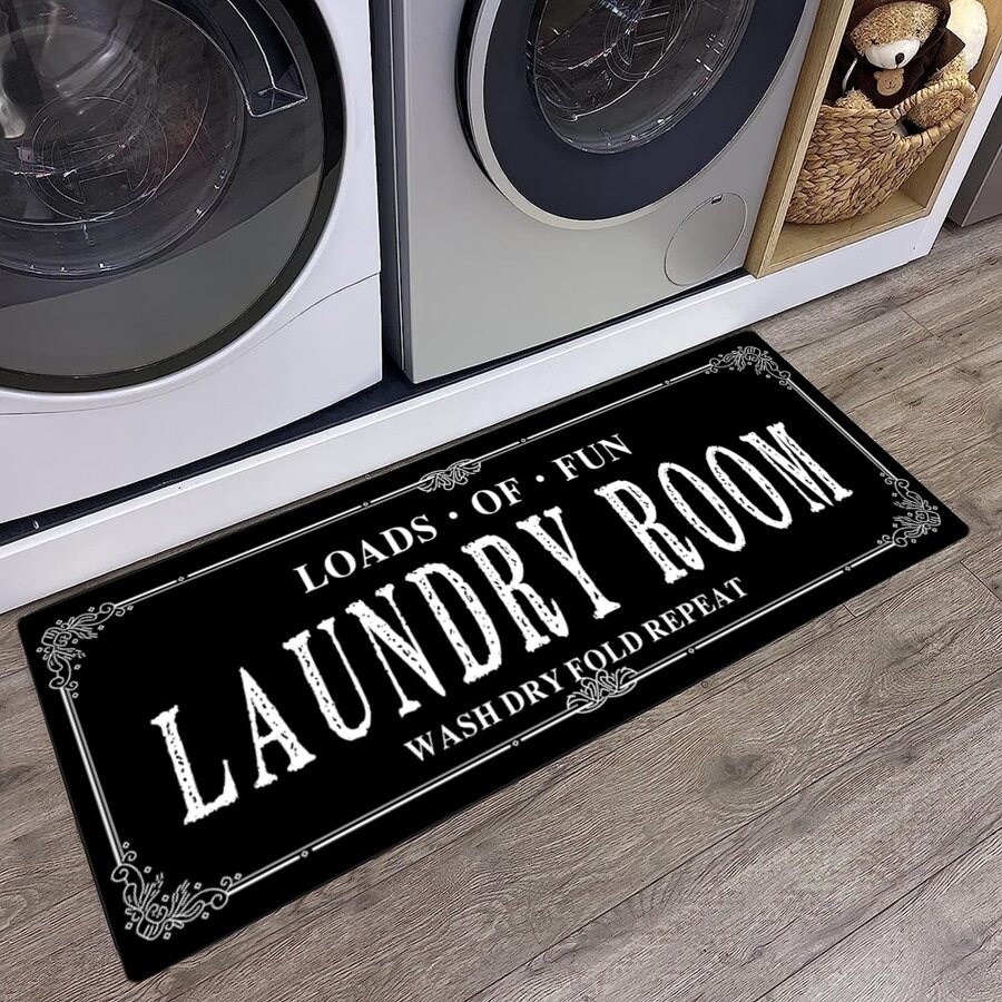 1 件装洗衣房地毯垫，字母组合印花厨房地垫，防滑防尘地毯，耐用地毯，可机洗，入口垫，适用于厨房、洗衣房、浴室、客厅、家居装饰、室内装饰配件 - 彩色 - 查看 1