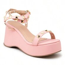 Platform Wedge Sandal With Strap And Spikes In Gold 9001 Pink Lady - Màu Hồng baby - Xem 4