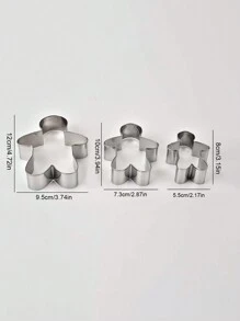 Set de 3 piezas de herramientas de repostería de acero inoxidable para Navidad, cortador de galletas de hombre de jengibre DIY, decoraciones navideñas, pijamas navideños, regalos navideños, decoración navideña