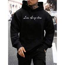 Los Angeles Print Kangaroo Sweatshirt - Black - View 2