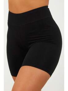 Women's Suplex Bermuda Shorts, High Waist, Thick Girl - màu đen - Xem 1