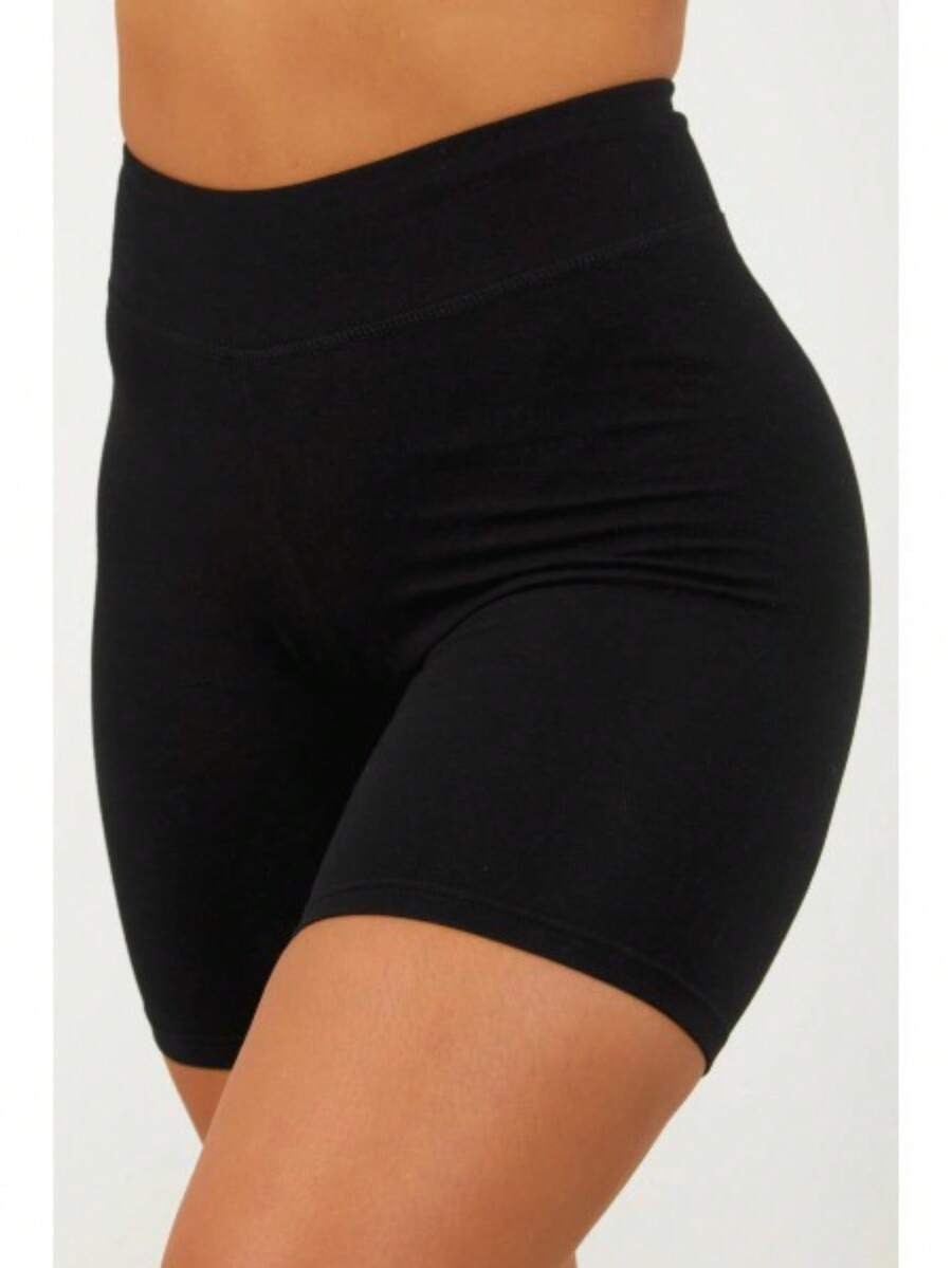 Women's Suplex Bermuda Shorts, High Waist, Thick Girl - màu đen - Xem 1