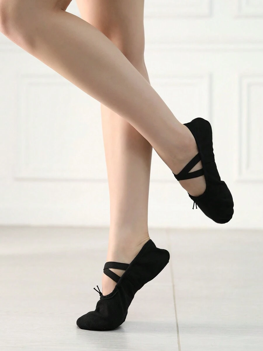 Women And Girls Ballet Shoes - Yoga Canvas Ballet Slippers With Laces, Men Ballet Shoes, Wide Feet Need To Order One Size Up - Black - View 1