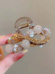 topshiny 1pc Elegant Ditsy Floral Hair Clip With Crystal Rose Decor, Suitable For Casual Wear And Photography, Fashion, Flower Claw Valentine's Day Hair Clips Hair Jaw Clip Hair Clamps Hair Clutch Hair Catcher Clip, Claw Clip Fall Winter Hair Accessories For Women For Vacation Outfits Woman