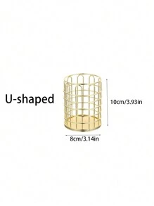 1pc Gold Metal Pen Holder For Desk, Makeup Brushes Cup, Pencil Holders, Office&Home Organizer
