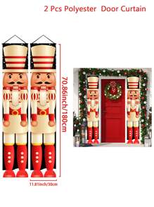 1set Merry Christmas Nutcracker Christmas Hanging Banner, 30*180cm Nutcracker Polyester Doorway Decor For Front Door & Holiday Festival Party Decorations,Outdoor And Indoor Decoration, Home Decor,Perfect For Porch, Yard, Garage And Home,Christmas