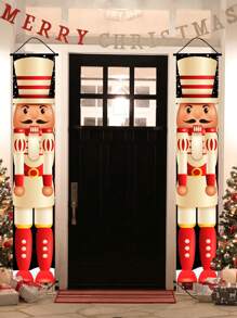1set Merry Christmas Nutcracker Christmas Hanging Banner, 30*180cm Nutcracker Polyester Doorway Decor For Front Door & Holiday Festival Party Decorations,Outdoor And Indoor Decoration, Home Decor,Perfect For Porch, Yard, Garage And Home,Christmas