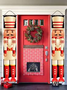 1set Merry Christmas Nutcracker Christmas Hanging Banner, 30*180cm Nutcracker Polyester Doorway Decor For Front Door & Holiday Festival Party Decorations,Outdoor And Indoor Decoration, Home Decor,Perfect For Porch, Yard, Garage And Home,Christmas
