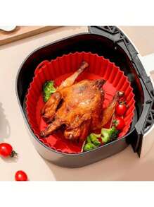Kit Of 6 Airfryer Molds In Various Sizes, Non-Stick Silicone, Microwave-Safe, Washable With Handle - Đỏ - Xem 2