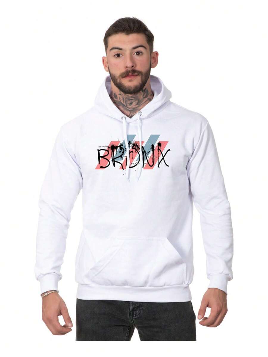 Men's Flannel Sweatshirt Kangaroo Bronx Cold Weather Top - trắng - Xem 1