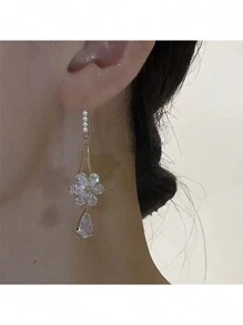 1 Đôi bông tai hình hoa giọt nước đính đá Zirconia, bông tai trang trí thời trang dành cho nữ, thích hợp cho đeo hàng ngày, dự tiệc, dạ hội, ăn tối, đi làm, đi học và các dịp khác, quà tặng Ngày Valentine, Ngày của Mẹ. - Vàng - Xem 7