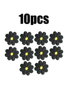 10pcs Daisy Embroidered Patch, Daisy Shaped Flower Design Iron-On Patch, Embroidered Daisy Patch For DIY Sewing  ,Suitable For Diy Clothing, Hats, Bags, Shoes, Phone Cases, Iron-On Design