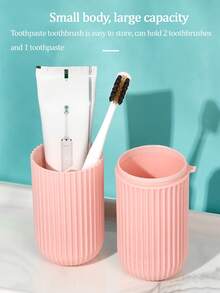 Estuche portátil para cepillo de dientes para deportes al aire libre, camping, picnic, con soporte para pasta de dientes, tapa del cepillo de dientes y vaso para enjuague, esencial para viajes - Multicolor - Ver 4