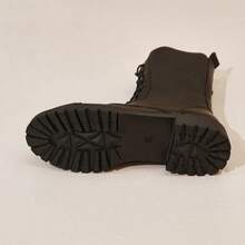 女式软皮高帮靴、马术靴、高跟防水长靴 - 黑色 - 查看 6