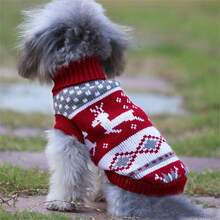 1 pezzo Maglione nuovo per animali domestici per autunno/inverno, Maglione natalizio per gatti, Pullover lavorato a maglia per Barboncino/Corgi (La taglia è piccola, si consiglia di ordinare una taglia in più) - Multicolore - Visualizzare 8