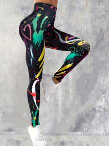 Quần legging thể thao yoga cạp cao co giãn cao dành cho nữ, quần bó sát thấm hút mồ hôi, quần dài in họa tiết giúp nâng mông và thon gọn vòng eo, thích hợp cho mùa hè. - Nhiều màu - Xem 3