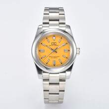 Đồng hồ cơ tự động 39mm dành cho nam, Bộ máy NH35, Vỏ thép không gỉ, Viền trơn, Đồng hồ thể thao, Mặt kính Sapphire, Phát sáng, Chống nước - Bạc - Xem 15