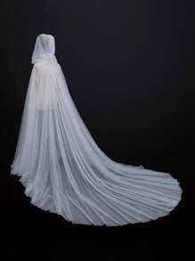 1 件女式连帽薄纱斗篷婚礼新娘及地柔软网纱斗篷、服装、斗篷、吸血鬼服装、黑/白/红秋季女士服装 - 彩色 - 查看 7