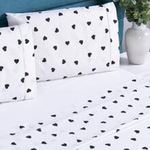 Single Double Queen King 4 Piece Sheet Set Percale 180 Thread Count Cotton Black Heart - Tim đen - Xem 3