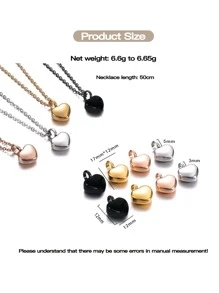 1pc Stainless Steel Pet Memorial Necklace, Mini Heart Shaped Cremation Pendant For Storing Cat/Dog's Ashes, Hair, Paw Print Valentine's Day Gift