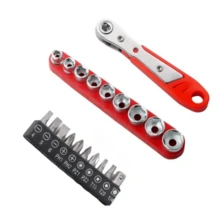 Ratchet Screwdriver With Slot Repair Tool, L-Shape Bent Wrench - Red - View 1