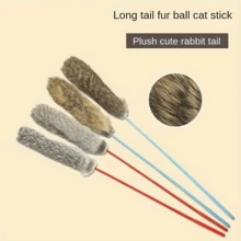 MIN ISO No use Plush Toys Cat Teasing Stick & Fairies Stick Doll Rabbit Fur & Cat Anti-Biting Rod - Multicolor - View 2