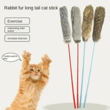 MIN ISO No use Plush Toys Cat Teasing Stick & Fairies Stick Doll Rabbit Fur & Cat Anti-Biting Rod - Multicolor - View 3