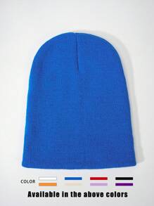 1 件男女通用 Y2K 风格纯黑色短款无檐针织帽，户外冬季保暖休闲百搭帽子，适合通勤秋季装 - 純色針織帽 - 查看 3