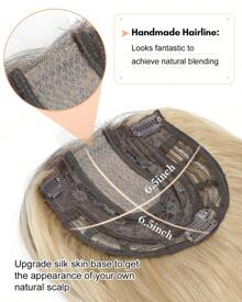 Megito Hair Toppers For Women 20inch Wavy Hair Toppers For Women Toppers Hair Pieces For Women With Thinning Hair Synthetic Wig Clip In Hair Topper Wiglets With Fringe Bang Add Hair Volume - 帶黑色發根的金色頭發 - 查看 3