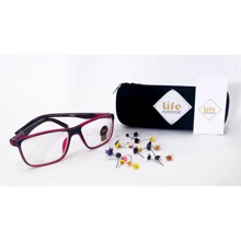 Myopia Glasses -0.50 To -5.00 Long Distance Vision With Negative Degree Blue With Red - 酒紅色 - 查看 3