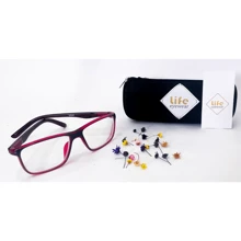 Myopia Glasses -0.50 To -5.00 Long Distance Vision With Negative Degree Blue With Red - 酒紅色 - 查看 4