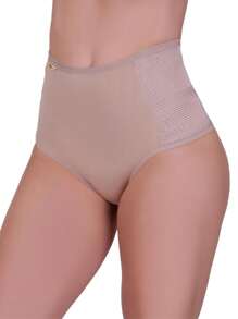 Compression Girdle Shaping Panties High Waist Polyamide - 米色 - 查看 1